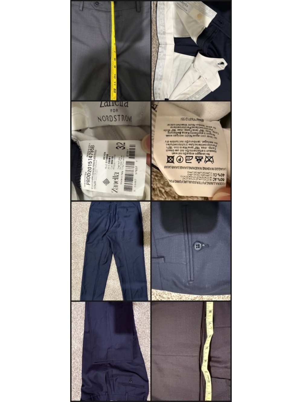 Zanella Devon Men's Dress Pants 32 Navy Wool